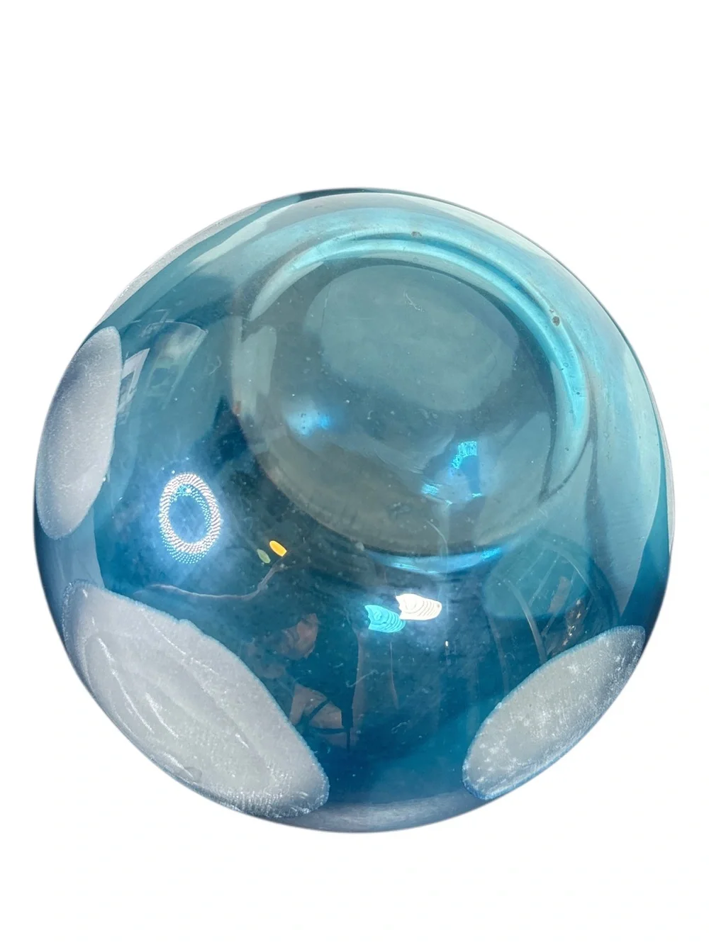 Vntg Aqua Blue and White Bubble Vase